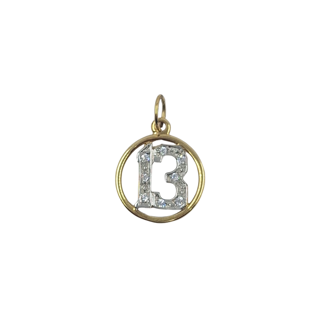 9ct Yellow Gold Cz 13 Pendant