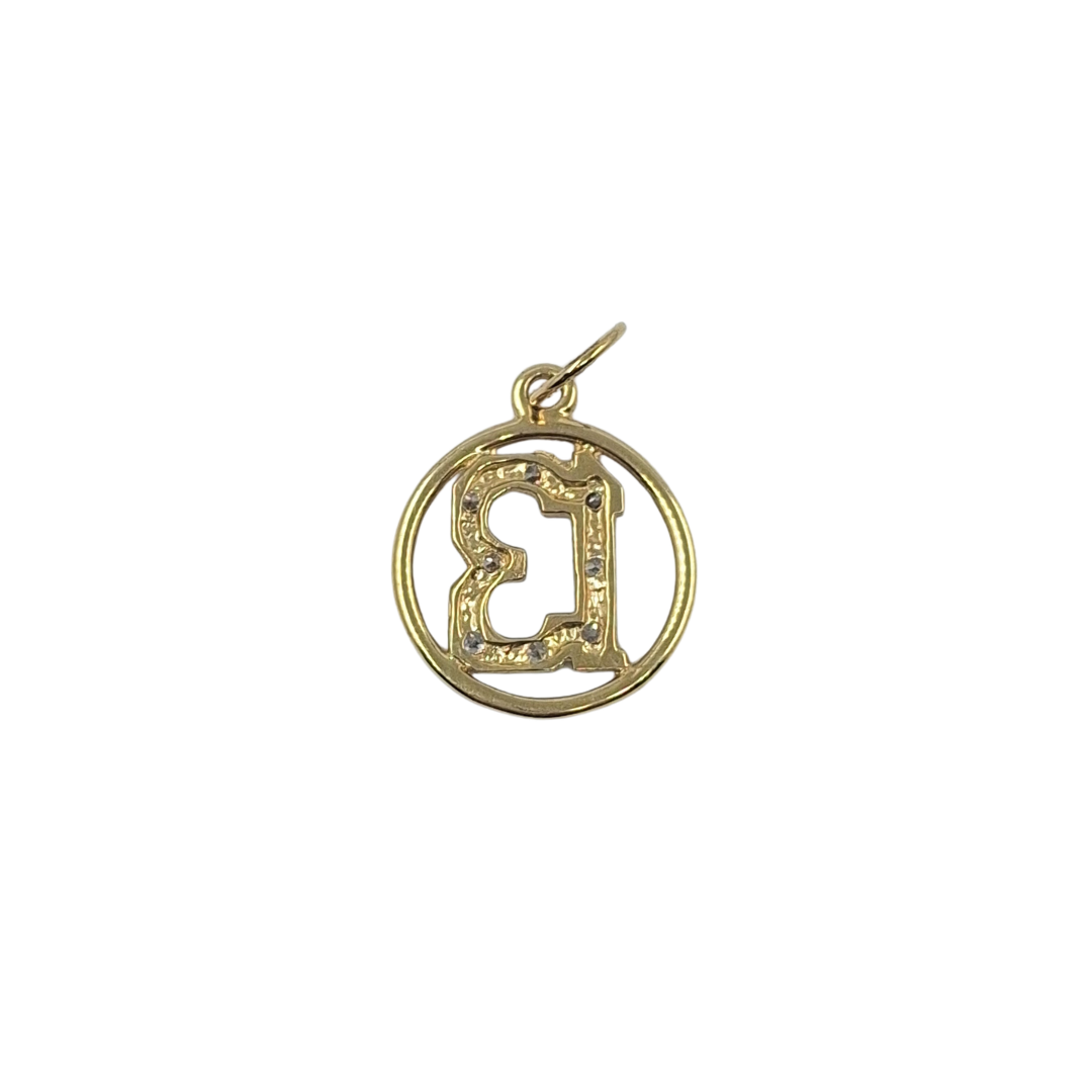 9ct Yellow Gold Cz 13 Pendant