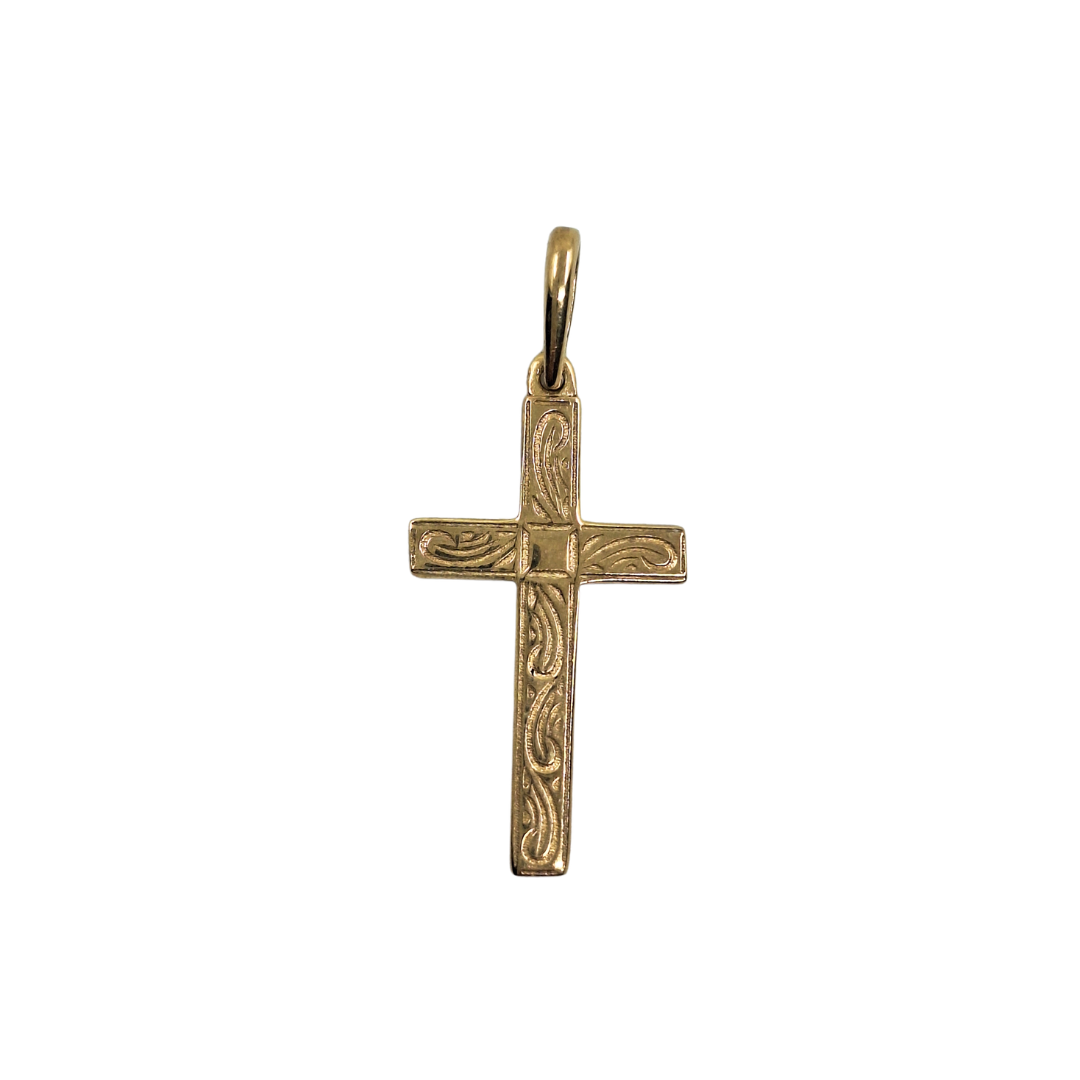9ct Yellow Gold Patterned Cross