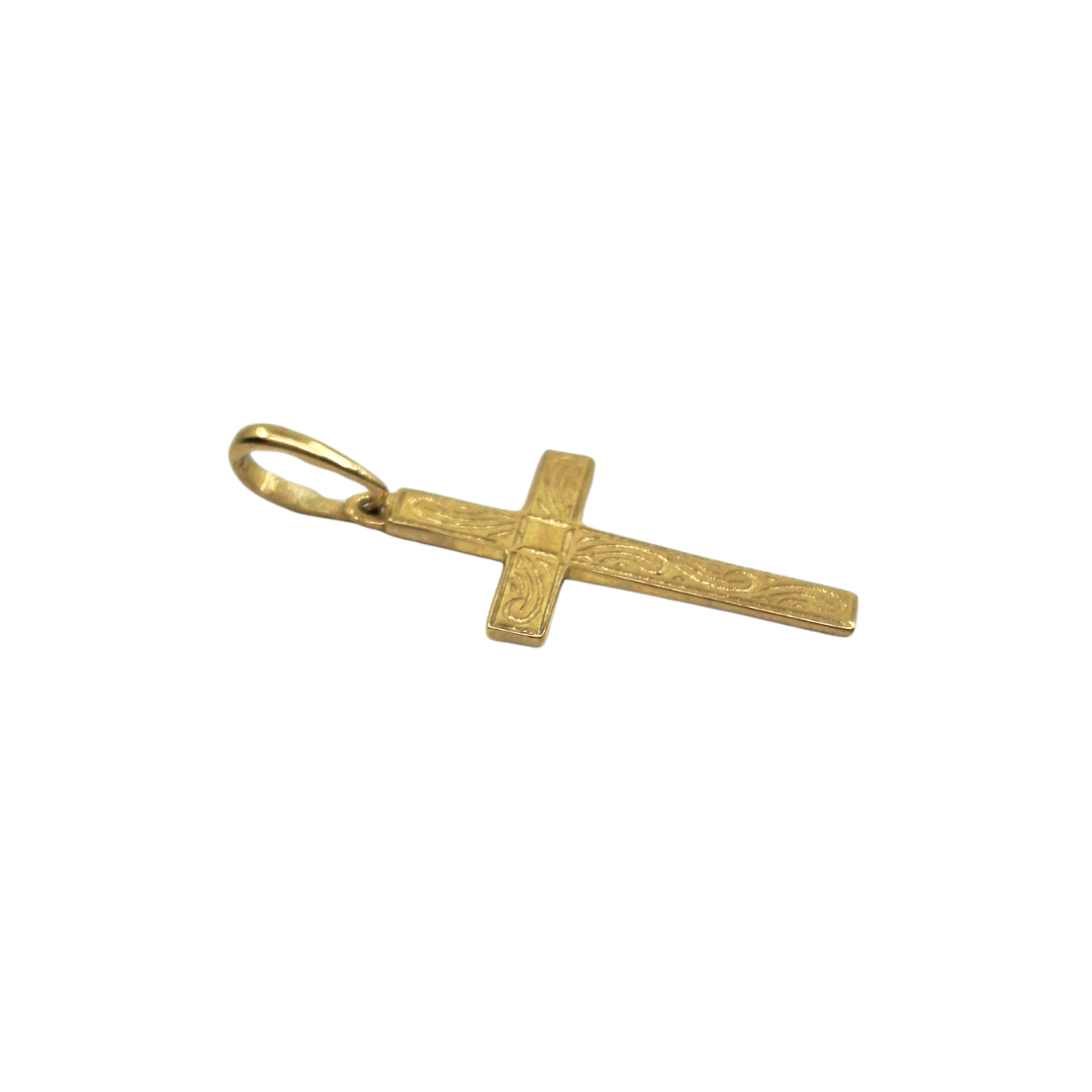 9ct Yellow Gold Patterned Cross