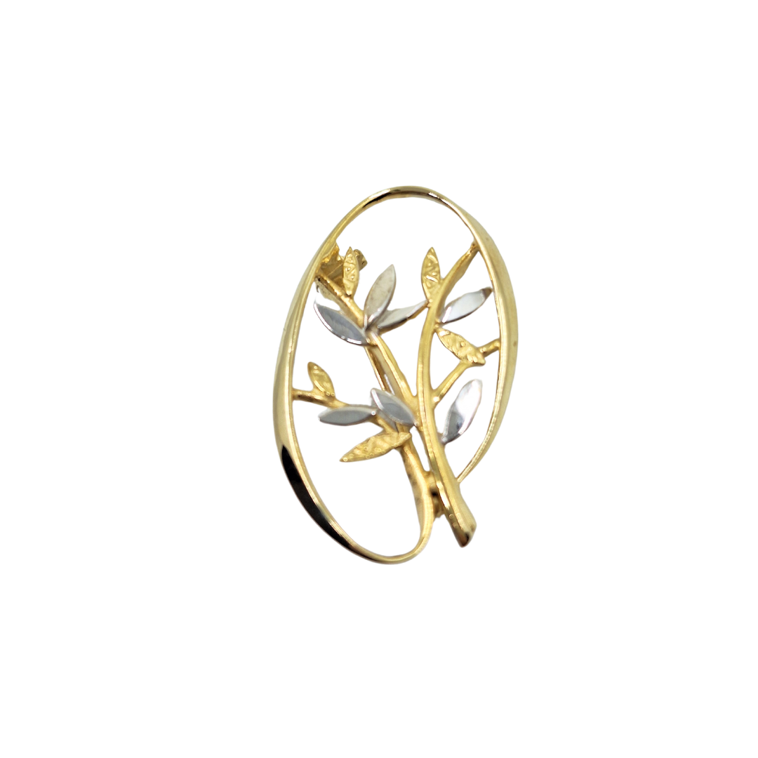 9ct Yellow & White Gold Leaf Brooch
