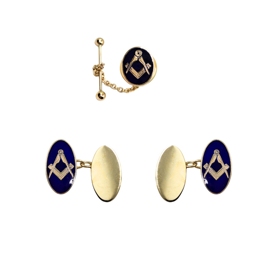 9ct Yellow Gold Masonic Cufflinks & Tie Tack