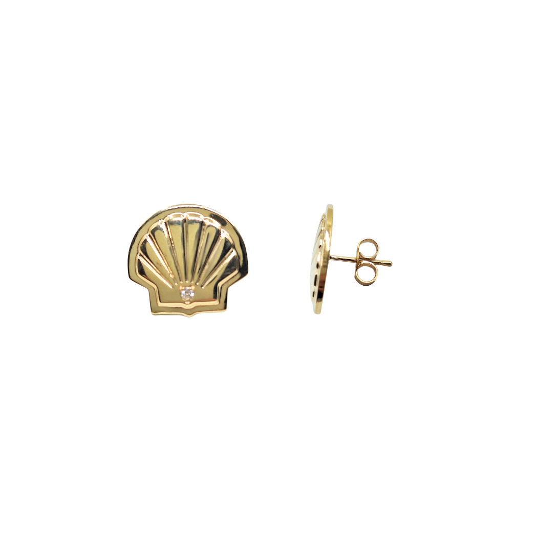 9ct Yellow Gold Shell Stud Earrings