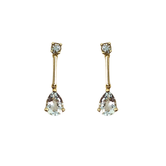 9ct Yellow Gold Aquamarine Drop Earrings