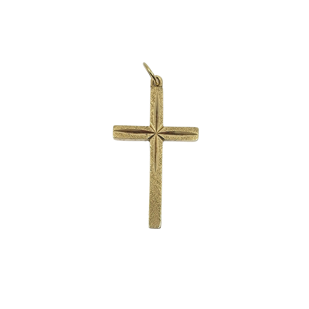 9ct Yellow Gold Engraved Cross Pendant
