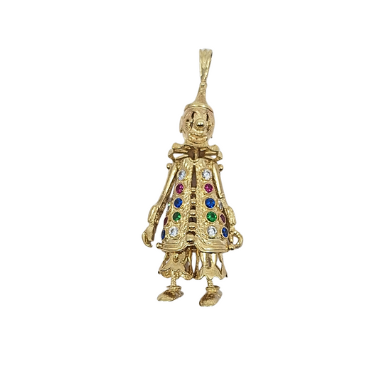 9ct Yellow Gold Cubic Zirconia Clown Pendant