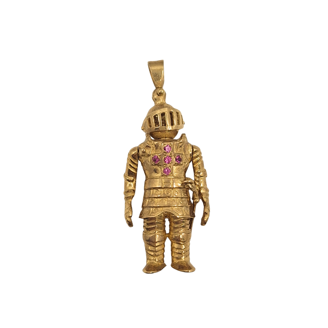 9ct Yellow Gold Stone Set Suit Of Armour Pendant