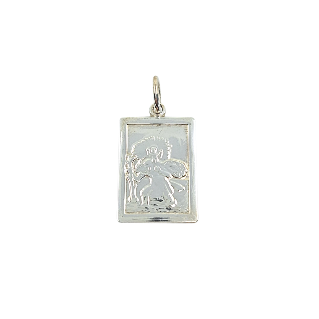 Silver Rectangle Double Sided St Christopher Pendant