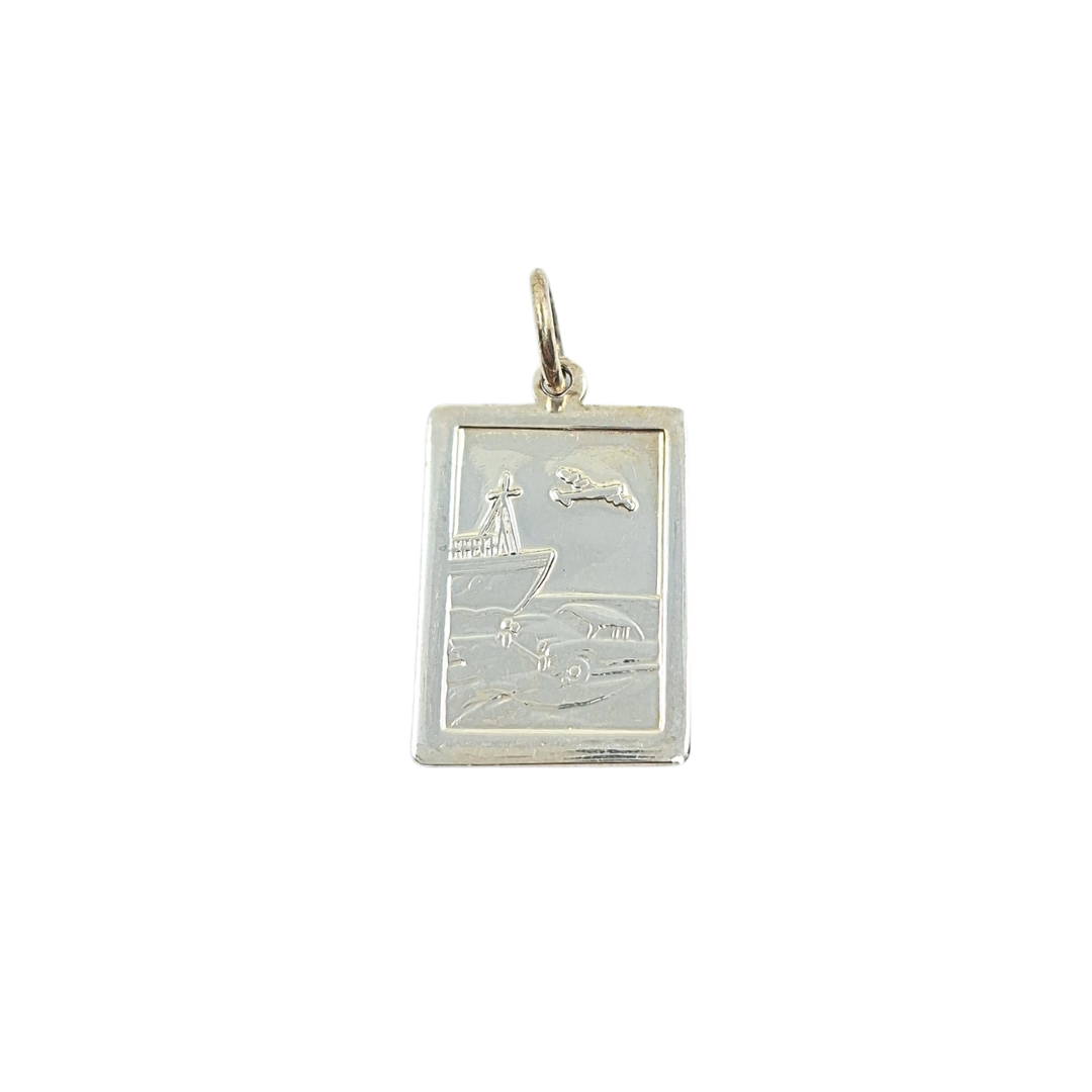 Silver Rectangle Double Sided St Christopher Pendant