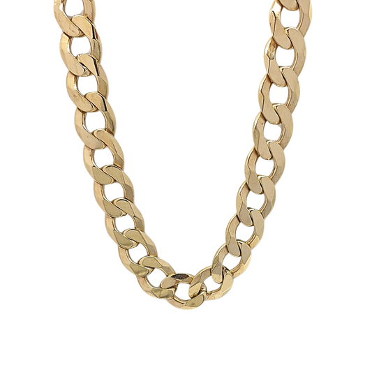 9ct Yellow Gold Solid Heavy Curb Chain 24"