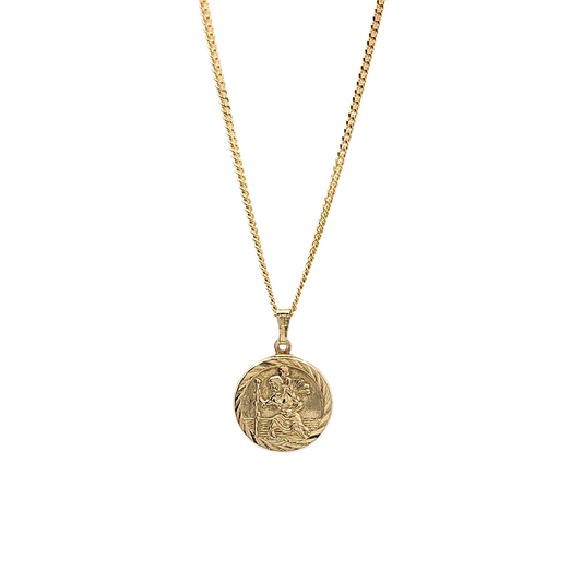 9ct Yellow Gold St Christopher Pendant & Chain