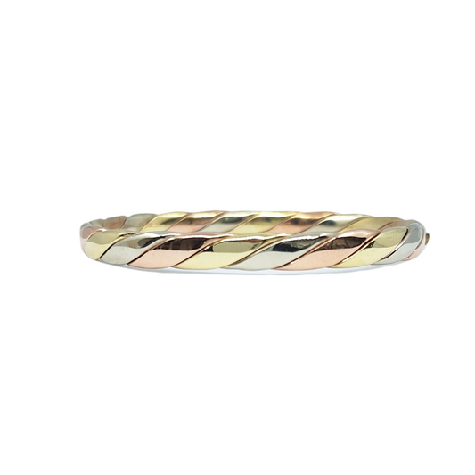 9ct 3 Colour Gold Twist Bangle