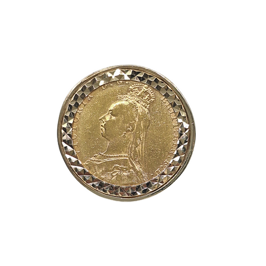 9ct/22ct Yellow Gold Full Sovereign Ring 1891
