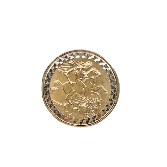 9ct/22ct Yellow Gold Full Sovereign Ring 1980