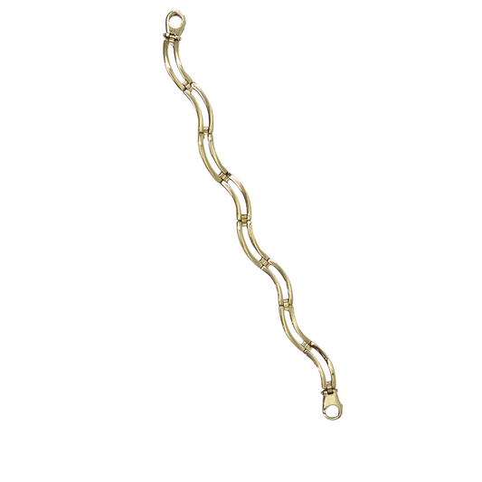 9ct Yellow Gold Wave Bracelet 7"