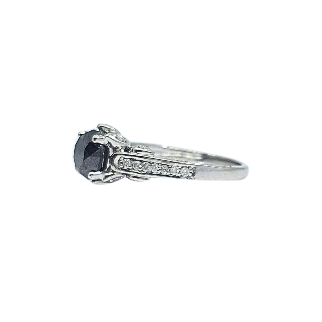 9ct White Gold Black Diamond Ring