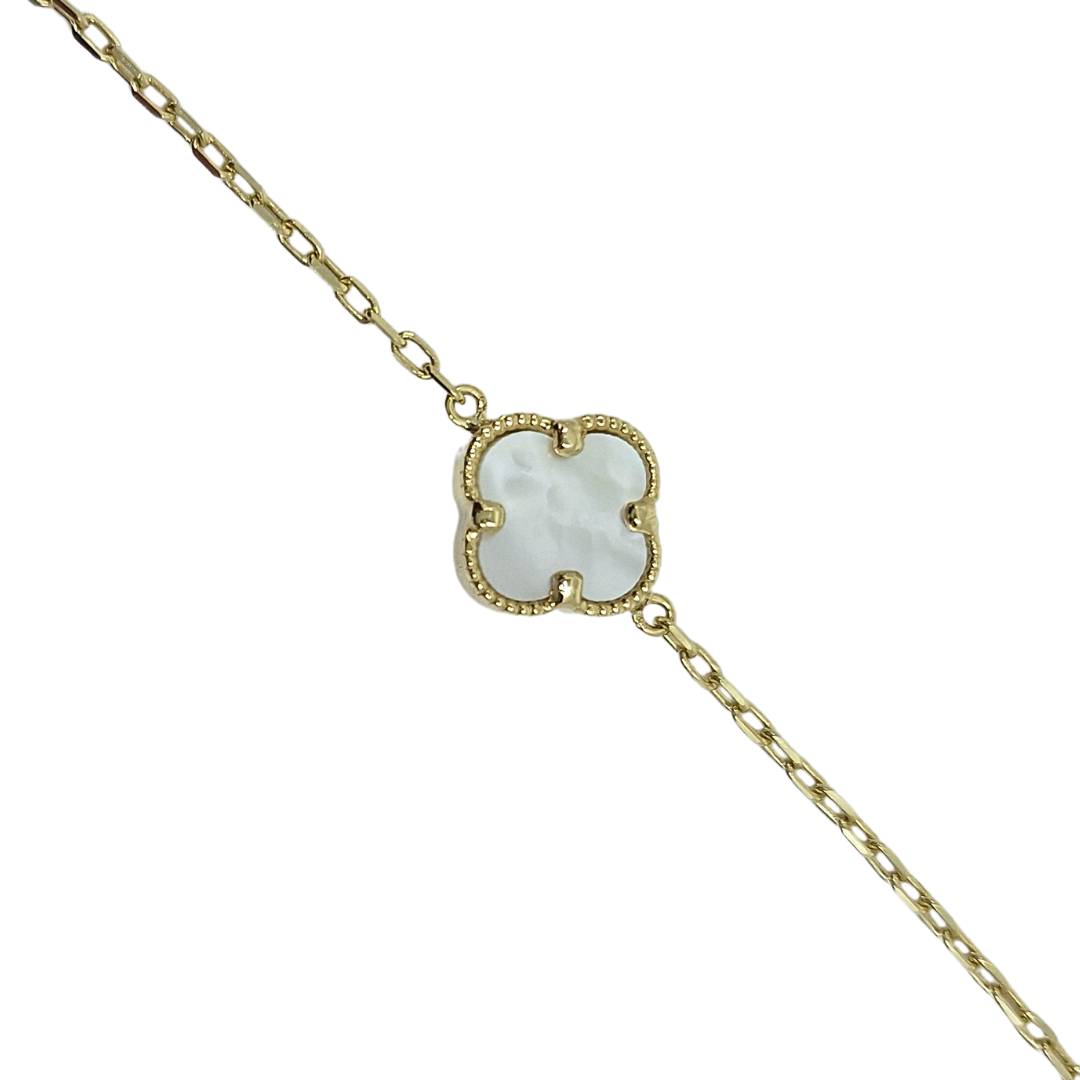 9ct Yellow Gold Mother Of Pearl Clover Bracelet