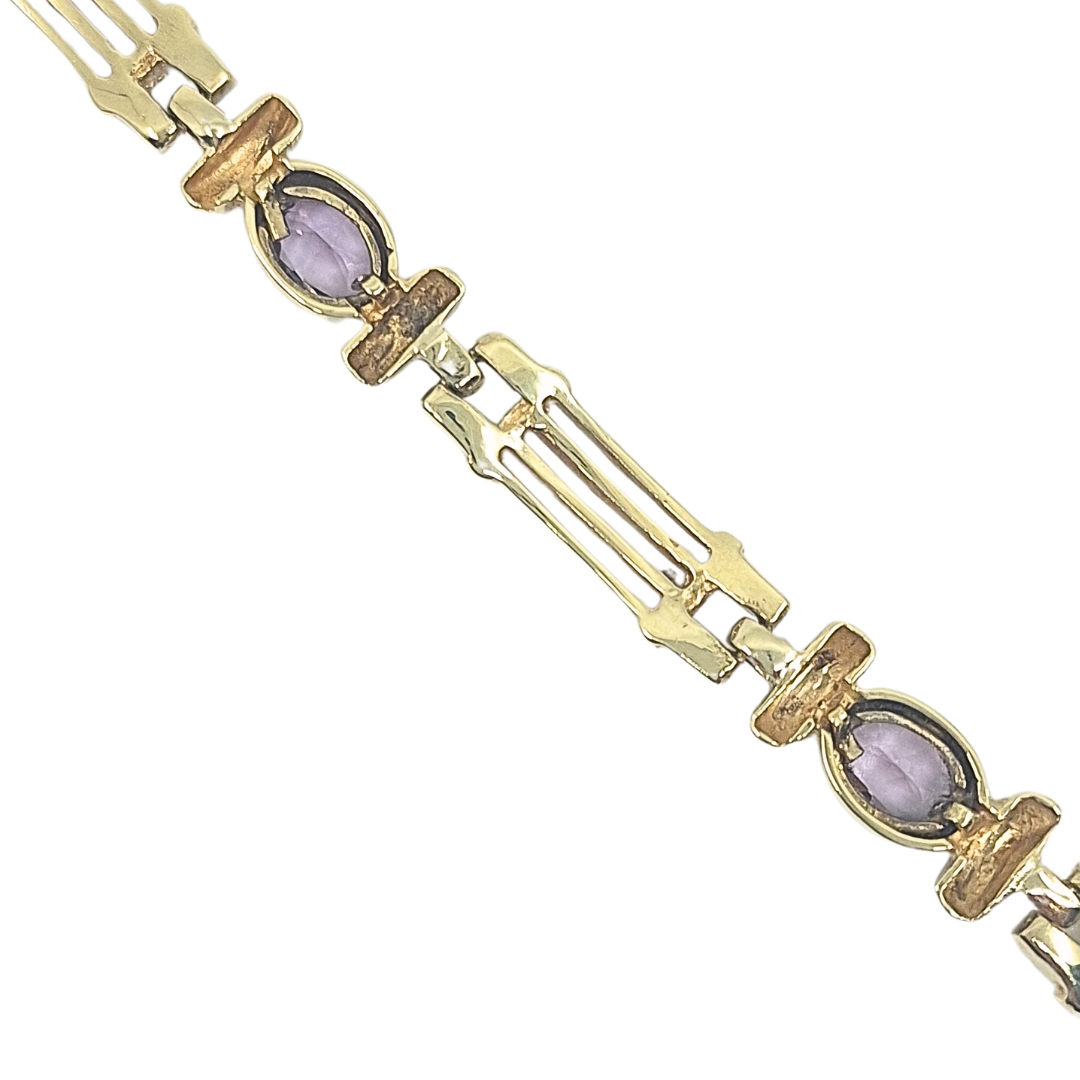 9ct Yellow Gold Amethyst Bracelet 7"