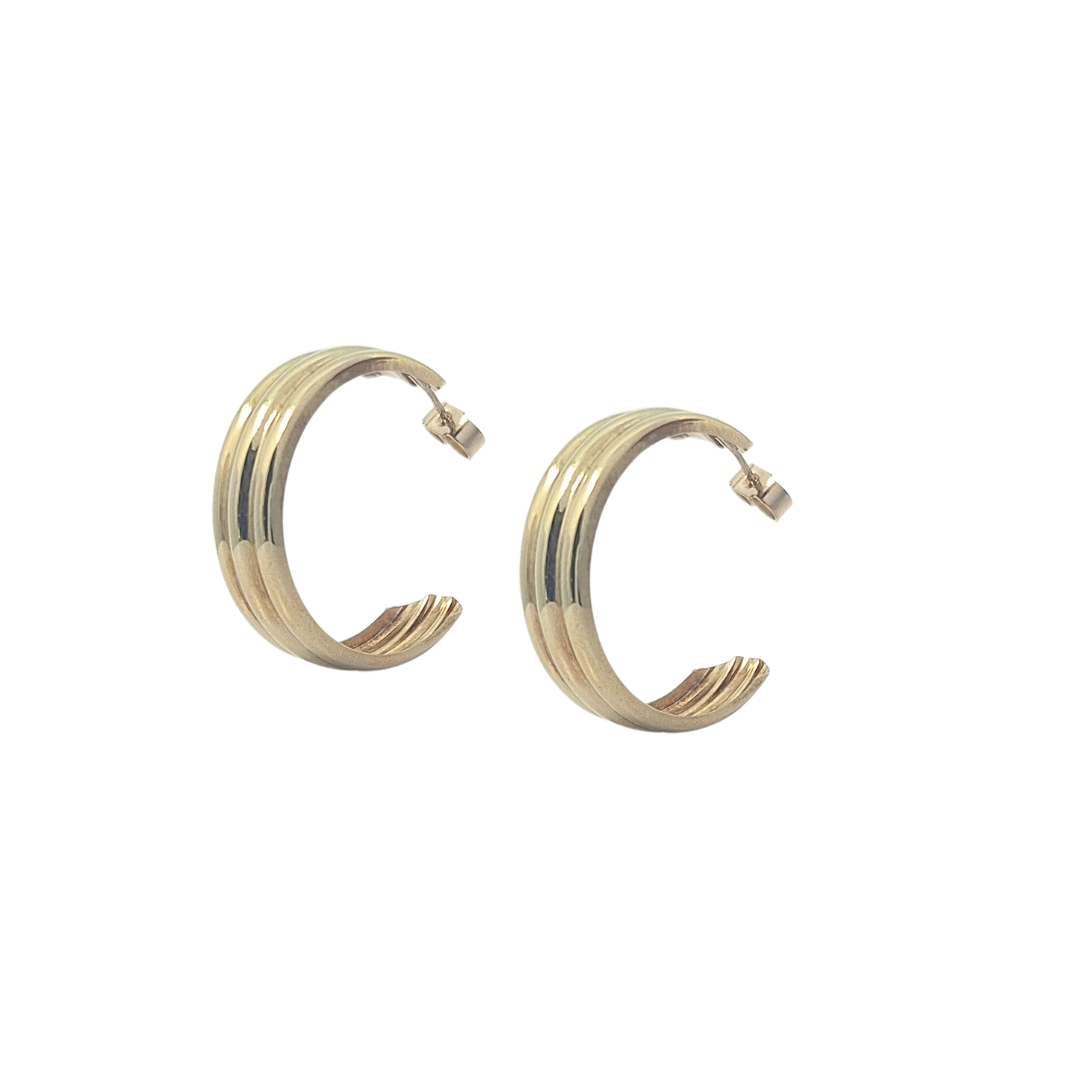 9ct Yellow Gold 3/4 Hoop Earrings