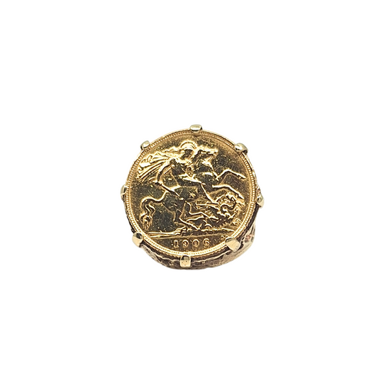 9ct Yellow Gold Half Sovereign Ring 1906