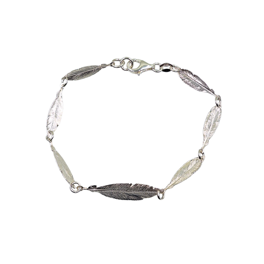 Silver Feather Bracelet 7"
