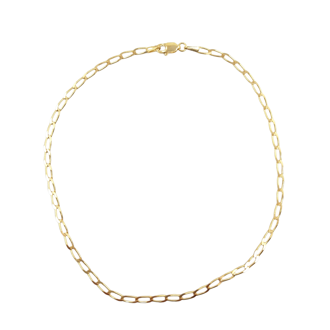 9ct Yellow Gold Solid Rada Link Anklet 10"