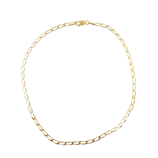 9ct Yellow Gold Solid Rada Link Anklet 10"