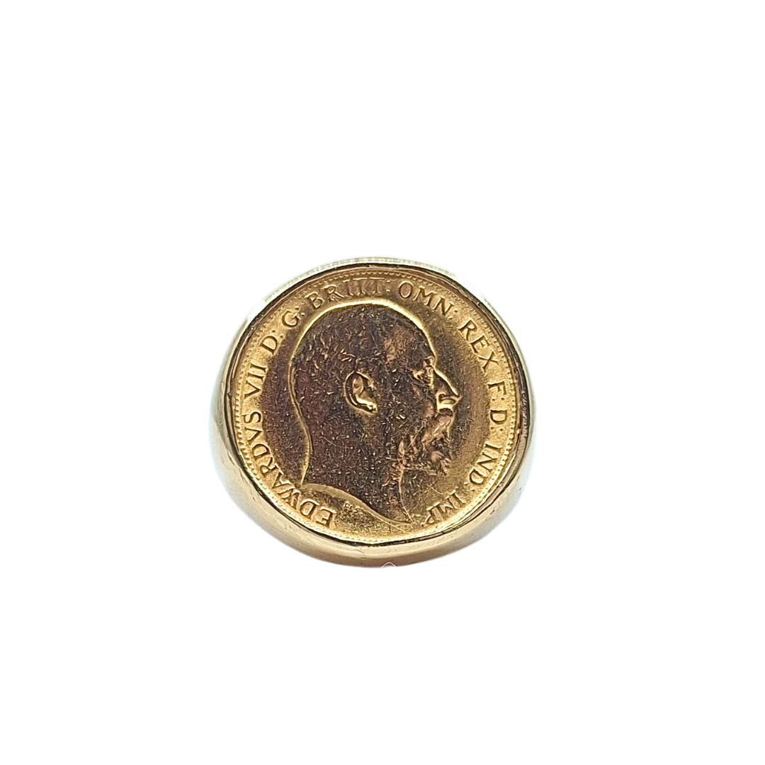 9ct Yellow Gold Half Sovereign Ring 1904