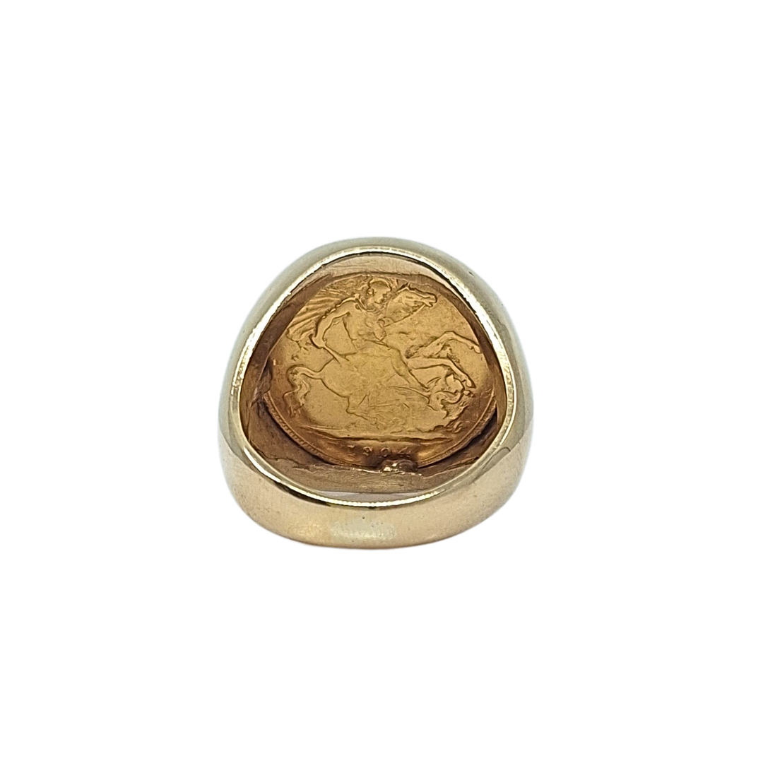 9ct Yellow Gold Half Sovereign Ring 1904