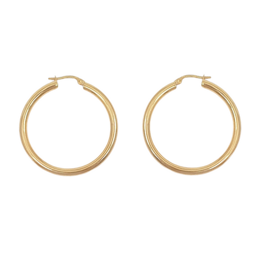 9ct Yellow Gold Plain Hoop Earrings