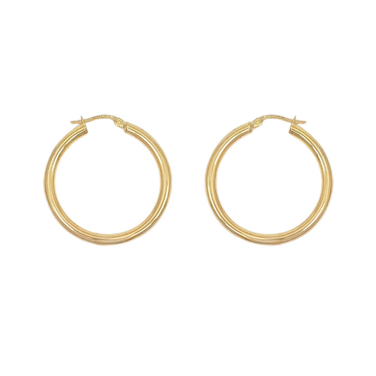 9ct Yellow Gold Plain Hoop earrings