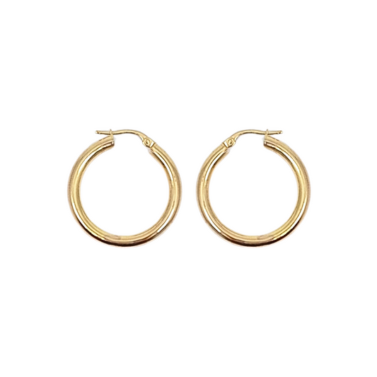 9ct Yellow Gold Plain Hoop Earrings