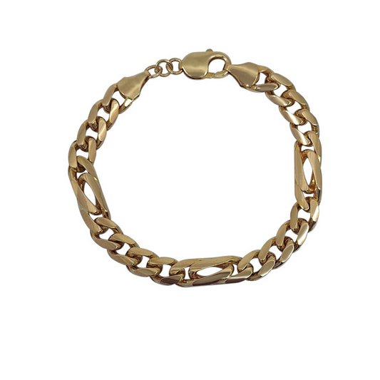 9ct Yellow Gold Fancy Figaro Bracelet 8.5"