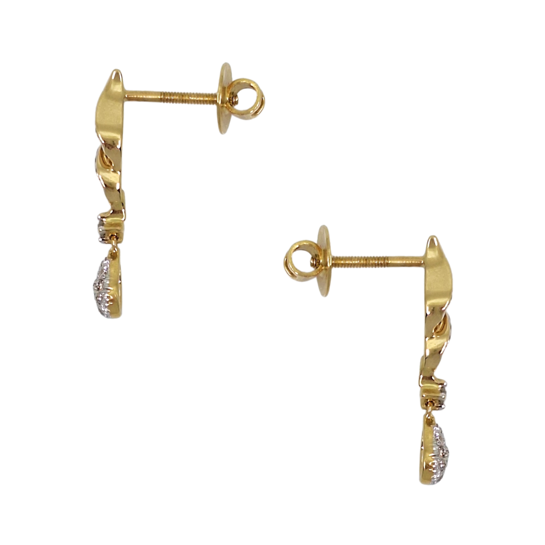 9ct Yellow Gold Diamond Drop Earrings