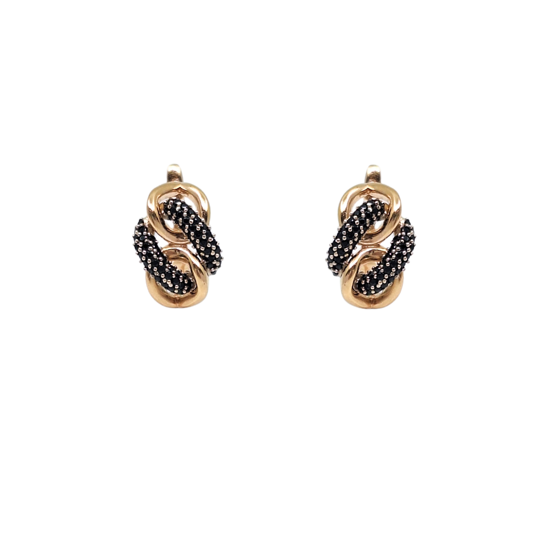 14ct Yellow Gold Black Diamond Earrings