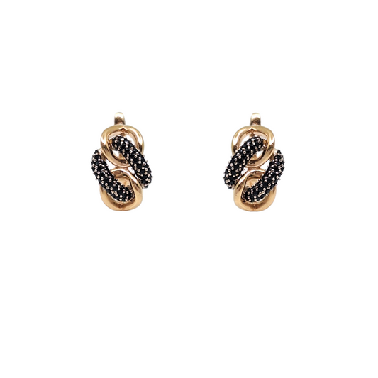 14ct Yellow Gold Black Diamond Earrings