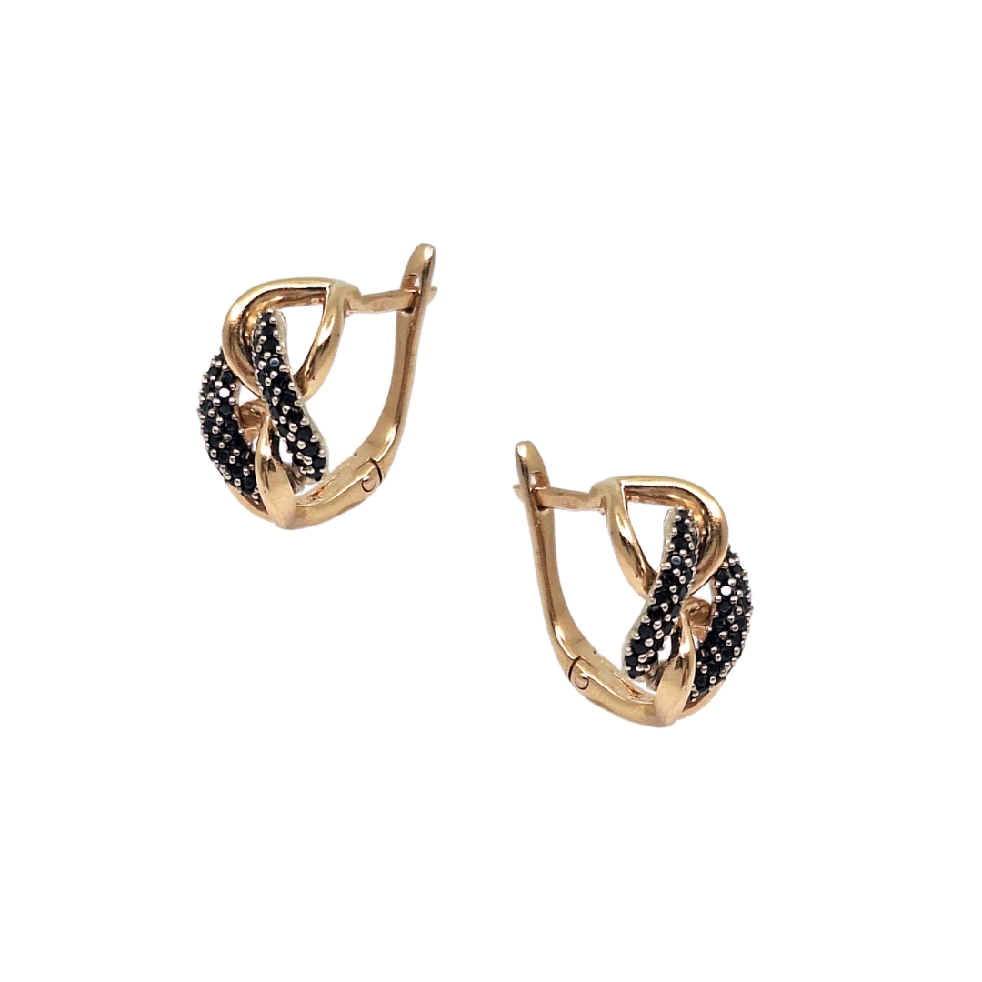 14ct Yellow Gold Black Diamond Earrings