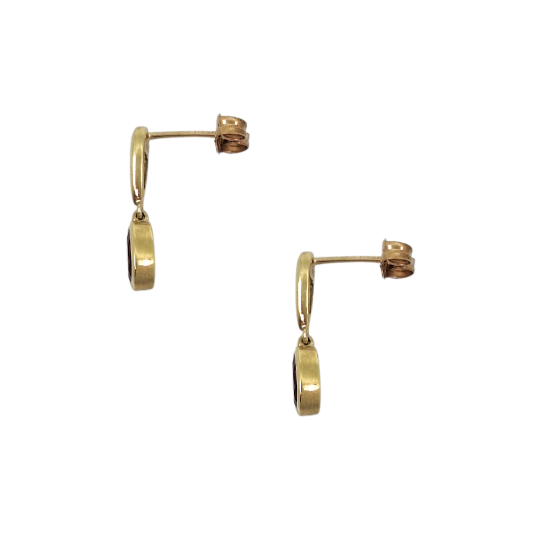 9ct Yellow Gold Garnet & Diamond Drop Earrings
