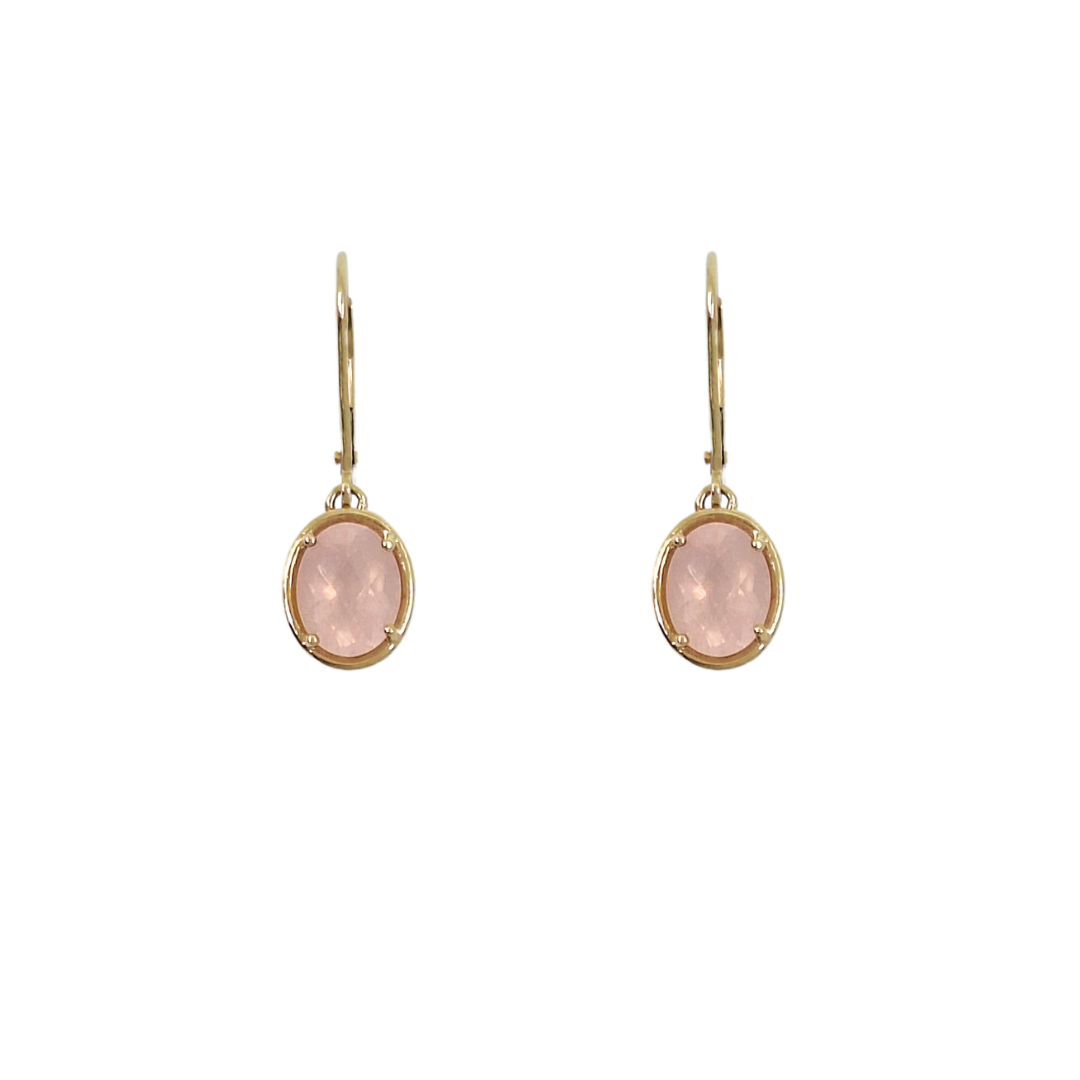 9ct Yellow Gold Rose Quartz Drop Earrings