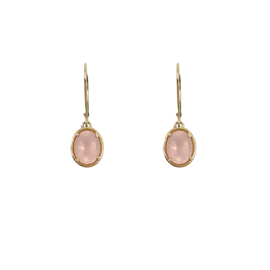 9ct Yellow Gold Rose Quartz Drop Earrings