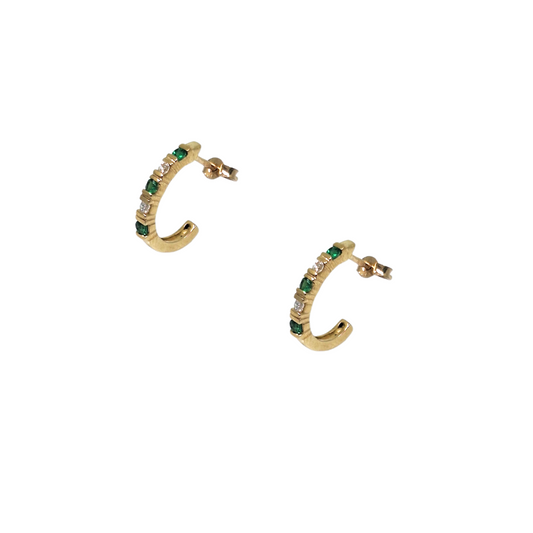 9ct Yellow Gold Emerald & Diamond Earrings
