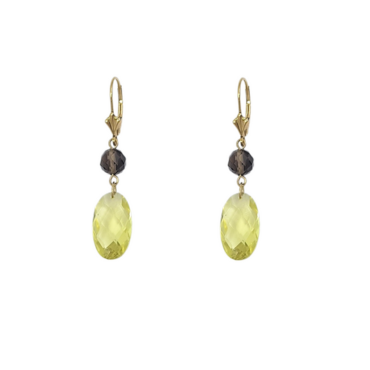 9ct Yellow Gold Quartz Drop Earrings