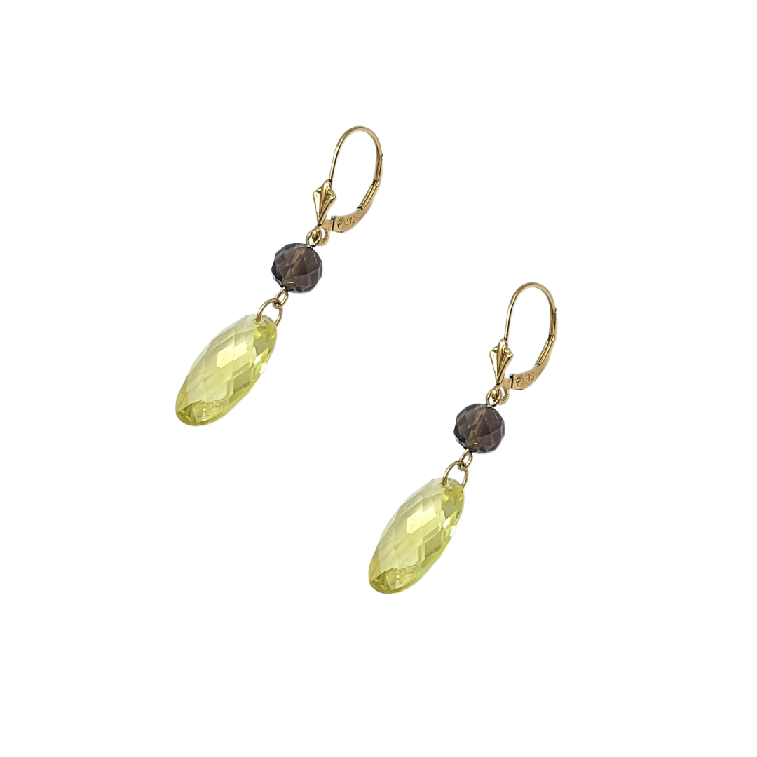 9ct Yellow Gold Quartz Drop Earrings