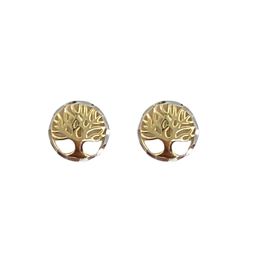 9ct Yellow Gold Tree Of Life Stud Earrings