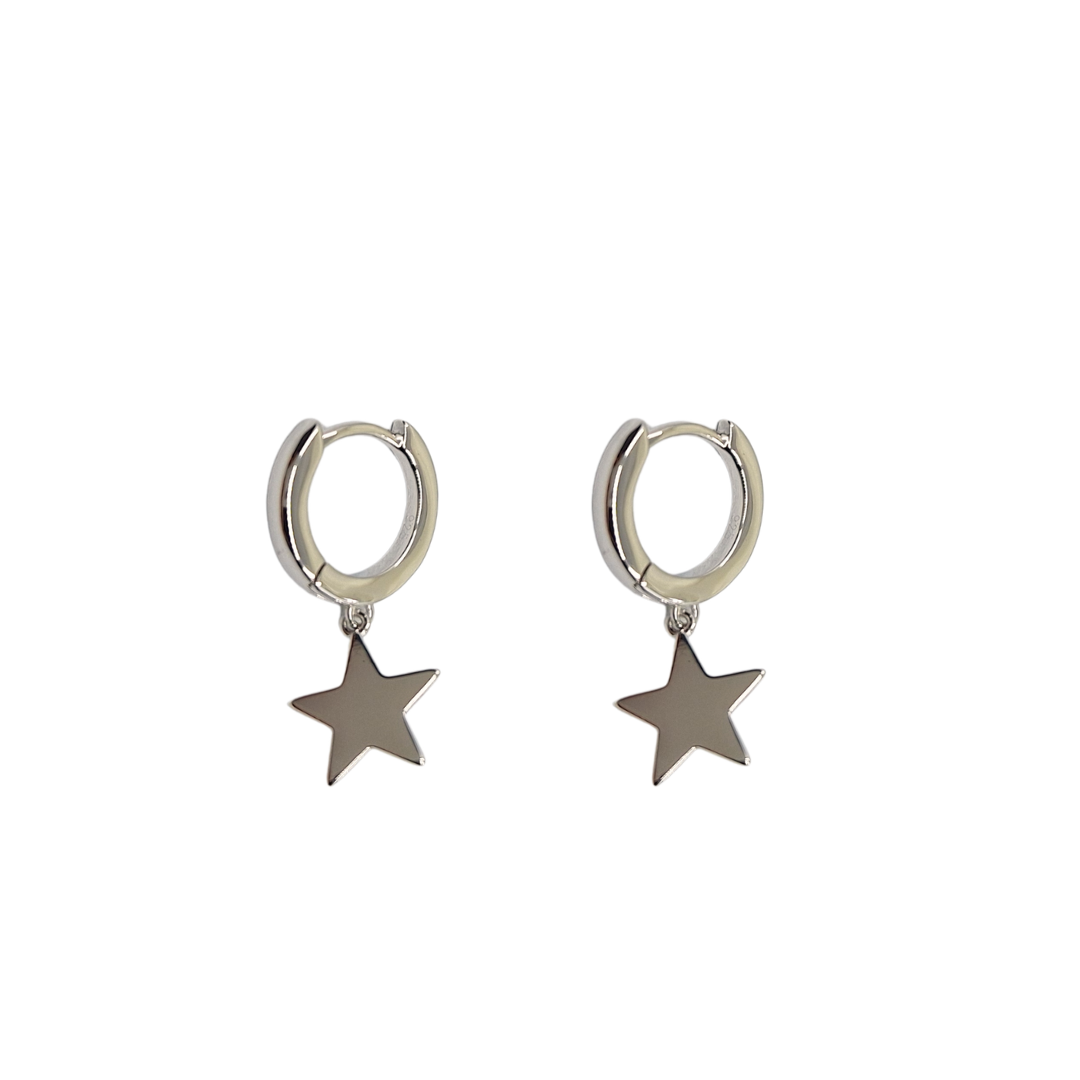Silver Star Huggie Earrings