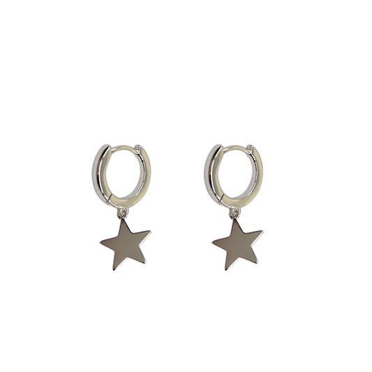 Silver Star Huggie Earrings
