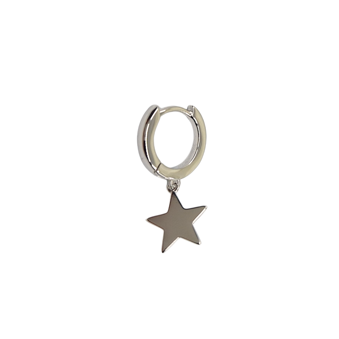 Silver Star Huggie Earrings