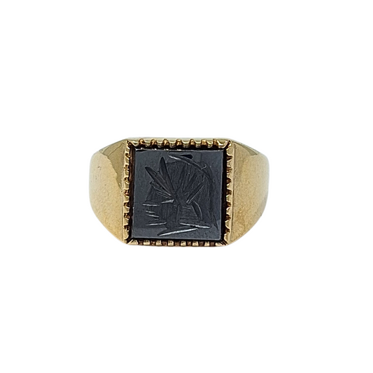 9ct Yellow Gold Hematite Signet Ring