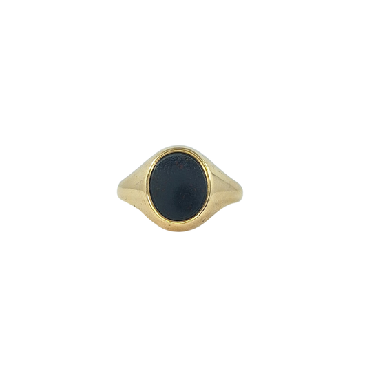 9ct Yellow Gold Signet Blood Stone Ring