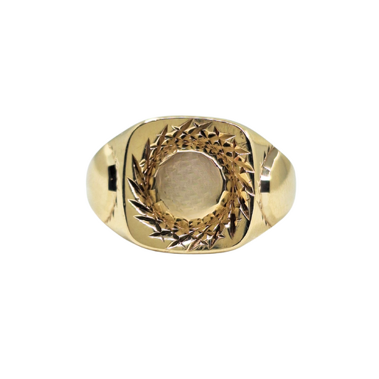 9ct Yellow Gold Engraved Signet Ring
